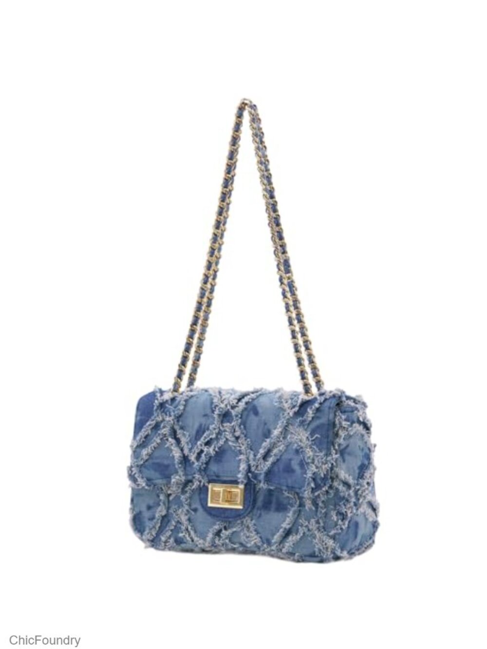 Quilted Denim Chain Clutch Crossbody Small Evening Bag Tassel